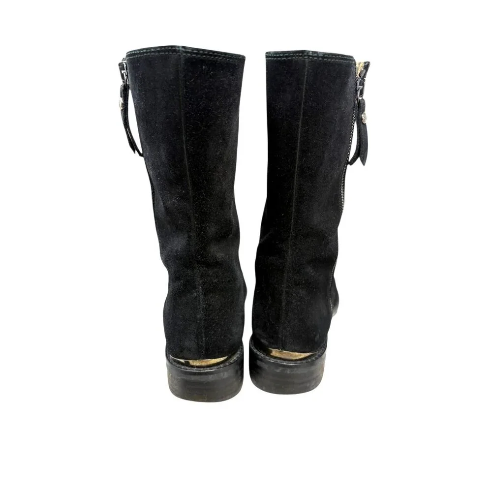 STUART WEITZMAN Duluth‎ Black Suede Cheetah Lining Mid Calf Boot
